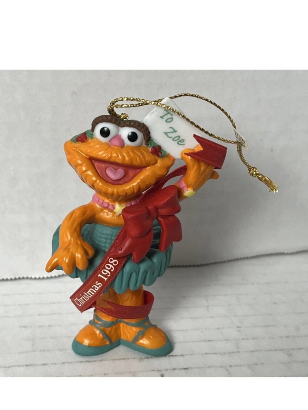 Sesame Street Zoe Ballerina Christmas Ornament 1998 Vintage Ceramic 3.5”